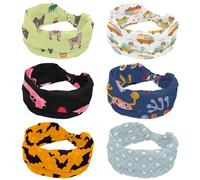 Fascia larga per capelli, 6 pezzi, motivo autobus hippie, stile cartone animato, per donne, fascia elastica per la testa, fascia per il sudore, sport, allenamento, turbante