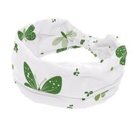 Fascia larga per capelli, alla moda, da donna, annodata intrecciata, per yoga, allenamento, allenamento, con farfalla verde, morbida fascia elastica, accessori per capelli