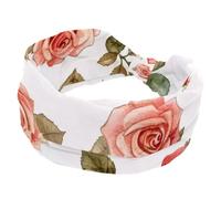 Fascia larga per capelli, alla moda, da donna, annodata, per yoga, allenamento, allenamento, rosa, rosa, cuore, lettera, motivo senza cuciture, morbido elastico, accessori per capelli