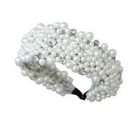 Fascia larga per capelli classica con perle per donne formale abbigliamento quotidiano elegante copricapo per sposa e damigelle d'onore fotografia usura nuziale doccia accessorio per capelli