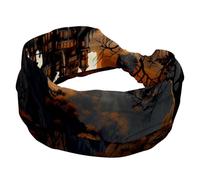 Fascia larga per capelli con castello di Halloween, fascia elastica per capelli, fascia per capelli attorcigliata, accessorio per capelli da donna