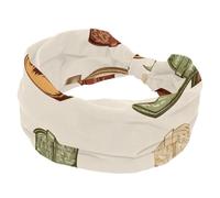 Fascia larga per capelli da donna, con cappello da cowboy Wild West, con stivali, antiscivolo, per allenamento, fascia elastica per capelli per yoga, fascia annodata per ragazze e donne