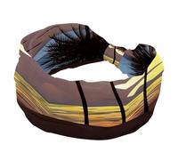 Fascia larga per capelli da donna, con cielo al tramonto con alberi di cocco, antiscivolo, per sport, fasce elastiche per la testa, fascia larga per yoga, allenamento, tutti i giorni