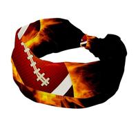 Fascia larga per capelli da donna, con palla da rugby, colore nero fuoco, fascia elastica per capelli antiscivolo, fasce per capelli per allenamento del sudore, accessori per capelli alla moda