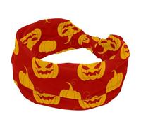 Fascia larga per capelli da donna con zucca di Halloween rossa, elastica, fascia per capelli antiscivolo, fasce per capelli per allenamento del sudore, accessori per capelli alla moda