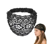 Fascia larga per capelli da donna, fascia elastica per capelli, stile bohémien, per uso quotidiano, accessorio in pizzo floreale con perle dal design elegante, abbigliamento alla, elegante fascia