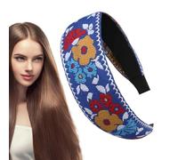 Fascia larga per capelli, stile bohémien, ghirlanda floreale, stile etnico, stile retrò, fascia per capelli ricamata floreale, fascia per capelli per ragazze, fascia ricamata per la maggior parte