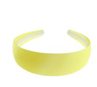 Fascia larga piatta molto forte, 4 cm, semplice, in raso, per modisteria fai da te, modisteria, accessorio per capelli lungo e spesso, fascia per capelli da donna (limone)