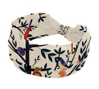 Fascia larga vintage con albero della vita e uccellini, alla moda, da donna, fascia elastica per la testa, fascia per il sudore, per sport, allenamento, turbante