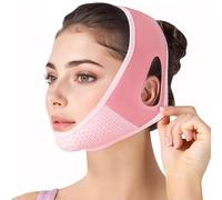 Fascia Lifting Viso Riutilizzabile - Doppio Mento Maschera Snellente, Effetto V-Line, Regolabile, Tessuto Traspirante, per Donna e Uomo - rosa