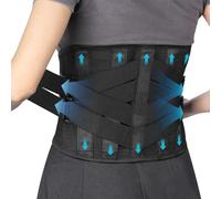 Fascia Lombare Supporto Schiena per Uomo e Donna, Cintura di Supporto Mal di Schiena Sollievo, Busto Ortopedico Lombare con 8 Supporti Intercambiabile e 3 Supporto Elastico, Traspirante (S-M, Nero)