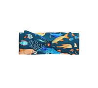 Fascia morbida blu subacquea con fiocco del mondo dei pesci, elegante turbante con nodo, calda e delicata per neonati e bambini piccoli