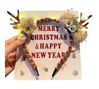 Fascia Natalizia Per Cani - Fascia Elastica Illuminata Per Cani - Cerchietti LED A Forma Di Renna Per Animali Domestici | Per Decorazione Per Foto Natalizie Feste