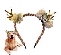 Fascia Natalizia Per Cani Fascia Elastica Illuminata Per Cani | Cerchietti LED A Forma Di Renna Per Animali Domestici Per Decorazione Per Foto Natalizie Feste