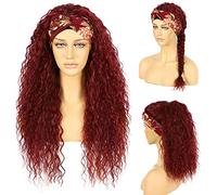 Fascia nera per le donne lunga nera naturale attaccatura dei capelli completa fatta a macchina Nessuno Anteriore Densità 130% 66 cm Sintetico Riccio quotidiano Glueless