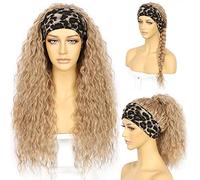 Fascia nera per le donne lunga nera naturale attaccatura dei capelli completa fatta a macchina Nessuno Anteriore Densità 130% 66 cm Sintetico Riccio quotidiano Glueless