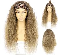 Fascia nera per le donne lunga nera naturale attaccatura dei capelli completa fatta a macchina Nessuno Anteriore Densità 130% 66 cm Sintetico Riccio quotidiano Glueless