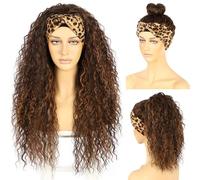 Fascia nera per le donne lunga nera naturale attaccatura dei capelli completa fatta a macchina Nessuno Anteriore Densità 130% 66 cm Sintetico Riccio quotidiano Glueless