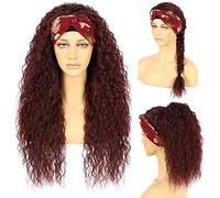 Fascia nera per le donne lunga nera naturale attaccatura dei capelli completa fatta a macchina Nessuno Anteriore Densità 130% 66 cm Sintetico Riccio quotidiano Glueless