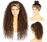 Fascia nera per le donne lunga nera naturale attaccatura dei capelli completa fatta a macchina Nessuno Anteriore Densità 130% 66 cm Sintetico Riccio quotidiano Glueless