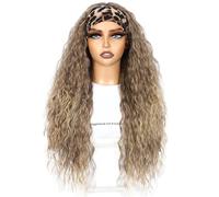 Fascia nera per le donne lunga nera naturale attaccatura dei capelli completa fatta a macchina Nessuno Anteriore Densità 130% 66 cm Sintetico Riccio quotidiano Glueless