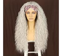 Fascia nera per le donne lunga nera naturale attaccatura dei capelli completa fatta a macchina Nessuno Anteriore Densità 130% 66 cm Sintetico Riccio quotidiano Glueless