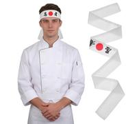 Fascia Ninja Giapponese in Cotone Bianco per Cucina e Viso | Assorbe Sudore, Stile Giapponese, Lavorazione Raffinata, Tiene i Chioma Lontani dal Viso