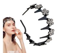 Fascia Onde, Fascia con Cristalli Ondulata per Donne, Accessorio Capelli Indossabile Tutto il Giorno Anti Ribelli per Donne Ragazze Uso Quotidiano Palestra