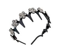 Fascia Ondulata | Fascia Per Capelli Con Fiori Di Strass E Design Sinuoso,Accessorio Capelli Indossabile Tutto il Giorno Anti Ribelli per Donne Ragazze Uso Quotidiano Palestra