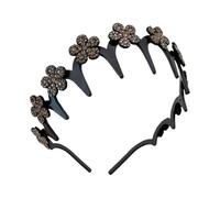 Fascia Ondulata Fascia Per Capelli Con Fiori Di Strass E Design Sinuoso | Accessorio per Capelli Brillante Anti Scivolo Tenuta alla per Capelli Ribelli per Doccia Palestra Cura della Pelle Allenamen