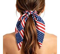 Fascia patriottica blu bianco per donna | Fascia per capelli ad alta elasticità con grande | Accessorio per acconciature in morbido poliestere per feste e sport