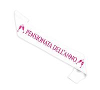 Fascia Pensione Donna Pensionata dell'Anno Fucsia Glitter Originale - Idea Regalo Pensionamento Divertente - Idee Regali Gadget Addobbi Decorazioni Festa di Pensione - Spilla Inclusa Oro Elegante