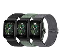 Fascia per Amazfit Bip U Pro/Bip U/Bip S/Bip 3/Bip 3 Pro/Bip Lite/Bip S Lite/Amazfit GTR 42 mm, cinghie in nylon Soft Stretchy Quick Release da 3 pezzi regolabili per uomo donna, Nero/Azzurro/Verde