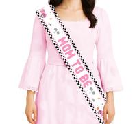 Fascia per auto da corsa Mom to Be, rosa da corsa, decorazioni per baby shower, bandiera a scacchi per gravidanza, neogenitori, accessori per foto, Let's Go Racing Baby Shower Bomboniere
