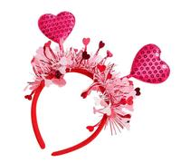 Fascia per capelli a cuore, copricapo a cuore - Costume da San Fascia rossa con paillettes - a forma di cuore, per foto con cerchi per capelli per amanti, mogli, fidanzate, madri