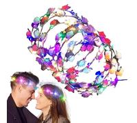 Fascia per Capelli a Fiori LED - Confezione da 10 Acconciature a Ghirlanda Luminosa | per Feste Fluorescenti | Floreali per Donne e Ragazze, per Matrimoni, Halloween, Compleanni e