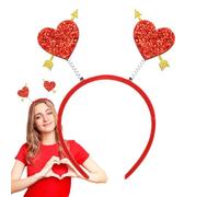 Fascia per capelli a forma di cuore, graziosa e romantica, decorazione copricapo in tessuto glitterato, fascia flessibile e confortevole, costume da vacanza, accessorio per la fotografia per San