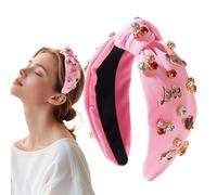 Fascia per capelli a forma di cuore per San VAl - Fascia per capelli annodata ampia e tempestata di strass | Elegante accessorio per le vacanze da donna, feste ideali, occasioni festive, per str