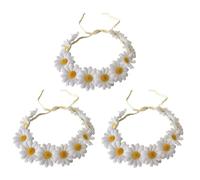 Fascia per capelli a forma di margherita corona di girasole corona floreale corona di girasole per capelli Boemia per sposa donne ragazze festa di nozze festa in spiaggia festival (bianco)