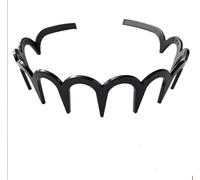 Fascia per capelli a forma di U, alla moda, a forma di U, aggiornata, ampia, a zig zag, in plastica, ondulata, ad alto cranio, per lavare il viso, la cura della pelle, trucco, per uso quotidiano (nero