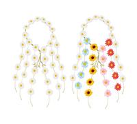 Fascia per capelli a margherita da 2 pezzi, fascia boho, fascia per fiori a margherita, fascia floreale regolabile, fascia scrunchie, fascia per girasole