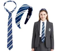 Fascia per capelli a righe blu e bianche, écharpe ensemble d'accessoires de costume de sorcier pour femmes adultes et filles pour cosplay et fêtes Accessori per capelli Classic Grifondoro - Set da 2