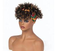 Fascia per capelli africani Parrucca Fascia per capelli Parrucche piccole e ricci castano scuro graduali Copricapo Capelli afro crespi-J261B-6 pollici