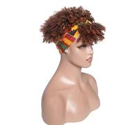 Fascia per capelli africani Parrucca Fascia per capelli Parrucche piccole e ricci castano scuro graduali Copricapo Capelli afro crespi-J261C-6 pollici