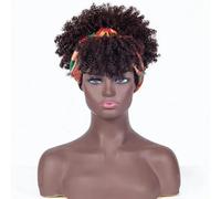Fascia per capelli africani Parrucca Fascia per capelli Parrucche piccole e ricci castano scuro graduali Copricapo Capelli afro crespi-J261G-6 pollici