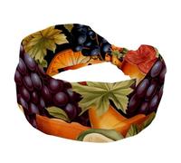 Fascia per capelli alla moda, ampia fascia per capelli da donna, con scritta "Happy Thanksgiving Fruit Cross Elastic Head", turbante per allenamento sportivo e sudore