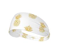 Fascia per capelli alla moda con stampa di ananas dorata per lo sport, comoda e versatile per l'estate, ciclismo, yoga e altro ancora