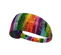 Fascia per capelli alla moda con stampa di città arcobaleno per lo sport, comoda e versatile per l'estate, ciclismo, yoga e altro ancora