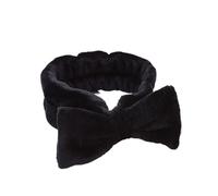 Fascia per capelli alla moda da donna, in pile corallo, per lavare il viso, trucco, maschera da bagno, cosmetica, accessorio per capelli morbido turbante (nero)