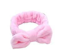 Fascia per capelli alla moda da donna, in pile corallo, per lavare il viso, trucco, maschera da bagno, cosmetica, accessorio per capelli morbido turbante (rosa)